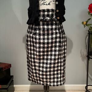 NEW Glam Vintage Soul Retro Dot Herringbone High Waisted Belted Career Sk…